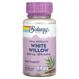 Solaray, Vital Extracts, белая ива, 600 мг, 60 растительных капсул