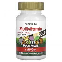 Nature's Plus, Animal Parade, Gold, Children's Chewable Multi-Vitamin & Mineral Supplement, Cherry Flavor, 60 Animal-Shaped Tablets