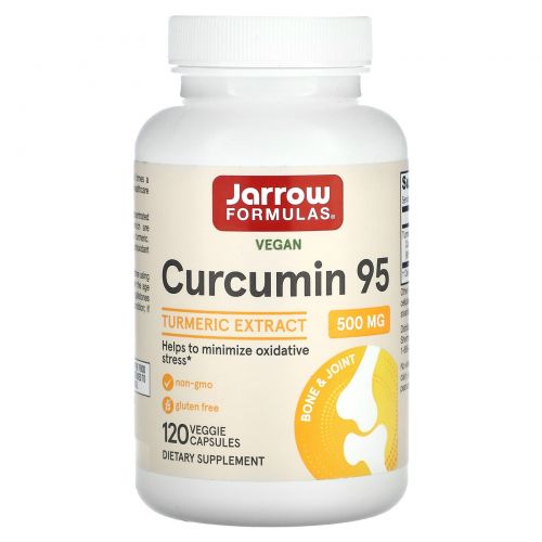 Jarrow Formulas, куркумин 95, экстракт куркумы, 500 мг, 120 растительных капсул