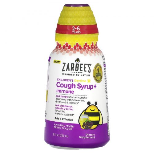 Zarbees, Детский дневной сироп от кашля + иммунитет, для детей 2–6 лет, натуральное ягодное средство, 236 мл (8 жидк. Унций)