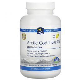 Nordic Naturals, Arctic Cod Liver Oil, Lemon, 1000 mg, 180 Softgels