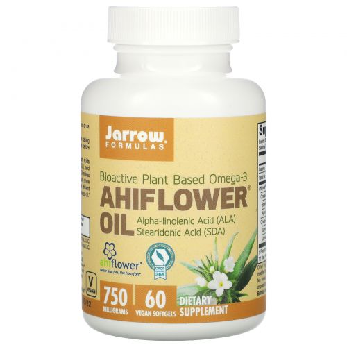 Jarrow Formulas, Масло Ахифлауэр, 60 вегетарианских мягких желатиновых капсул