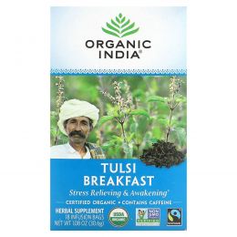 Organic India, Чай тулси, завтрак, 18 пакетиков для настоя, 30,6 г (1,08 унции)