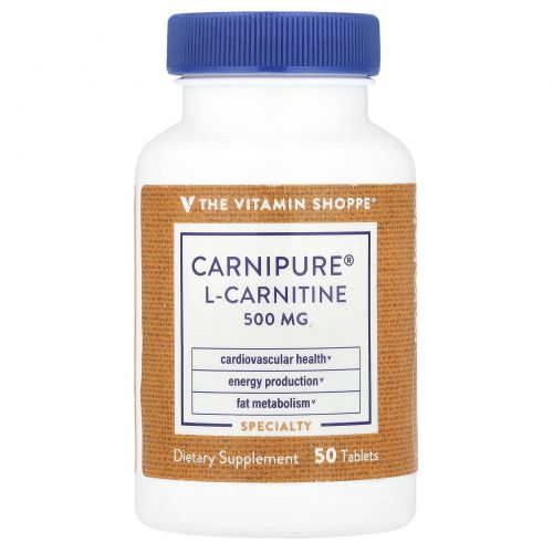 The Vitamin Shoppe, L-карнитин Carnipure®, 500 мг, 50 таблеток