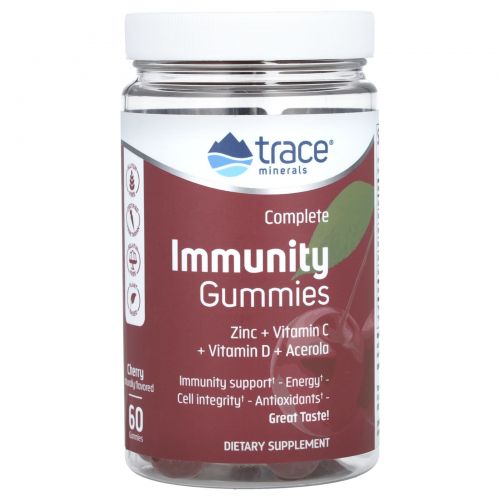 Trace Minerals Research, Complete Immunity Gummies, Cherry, 60 Gummies