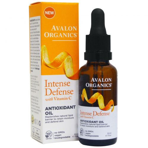 Avalon Organics, Интенсивная защита с витамином С, антиоксидантное масло, 1 унция (30 мл)