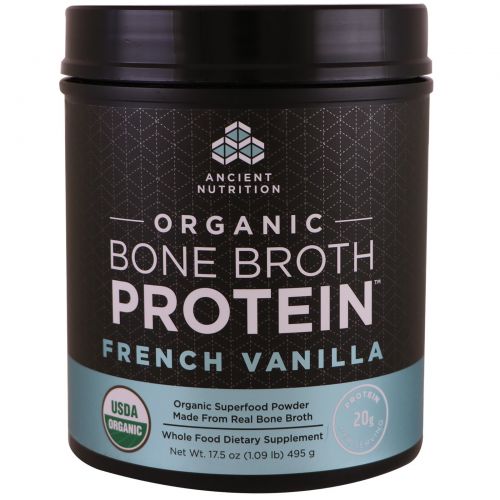 Ancient Nutrition, Organic Bone Broth Protein, French Vanilla, 17.5 oz (495 g)