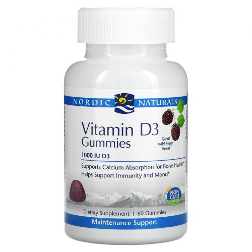 Nordic Naturals, Vitamin D3, Wild Berry , 1000 IU, 60 Gummies