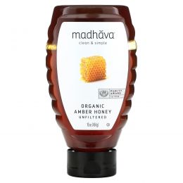 Madhava Natural Sweeteners, Organic Amber Honey, Unfiltered , 16 oz (454 g)