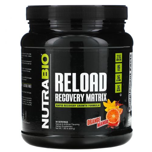 NutraBio Labs, Reload Recovery Matrix, Orange Mango, 1.84 lb (831 g)