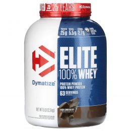 Dymatize, Elite, порошок из 100% сывороточного протеина, насыщенный шоколад, 2,3 кг (5 фунтов)