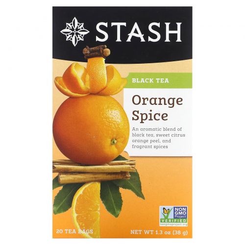 Stash Tea, Черный чай, апельсин, 20 чайных пакетиков, 38 г (1,3 унции)
