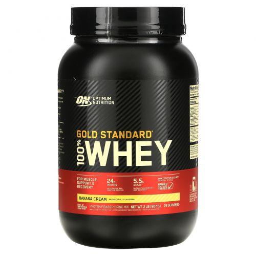 Optimum Nutrition, Gold Standard, 100% сыворотка, банановые сливки, 2 фунта (907 г)