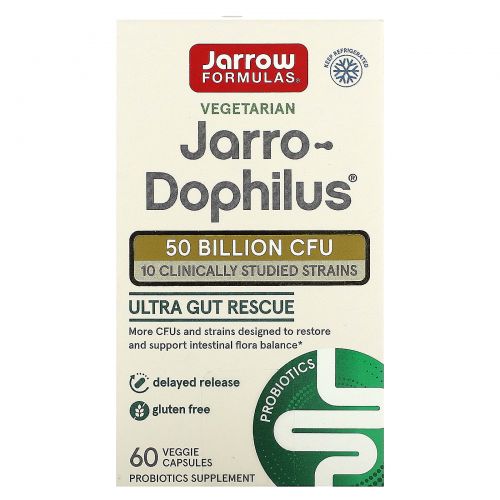 Jarrow Formulas, Пробиотик Ultra Jarro-Dophilus, 60 вегетарианских капсул (Ice)