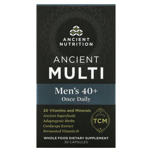 Dr. Axe / Ancient Nutrition, Ancient Multi, для мужчин старше 40 лет, 1 раз в день, 30 капсул