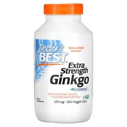 Doctor's Best, Extra Strength Ginkgo, 120 мг, 360 растительных капсул