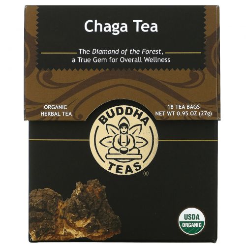 Buddha Teas, Organic Herbal Tea, Chaga Mushroom, 18 Tea Bags, 0.95 oz (27 g)