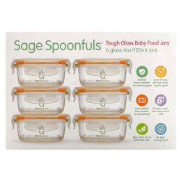 Sage Spoonfuls, Tough Glass Tub, 6 упаковок по 120 мл (4 унции)