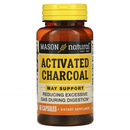 Mason Naturals, Активированный Растительный Уголь, 60 Капсул