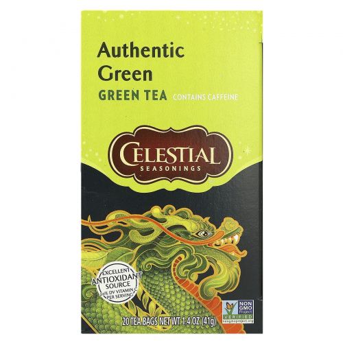 Celestial Seasonings, настоящий зеленый чай, 20 чайных пакетиков, 41 г (1,4 унции)