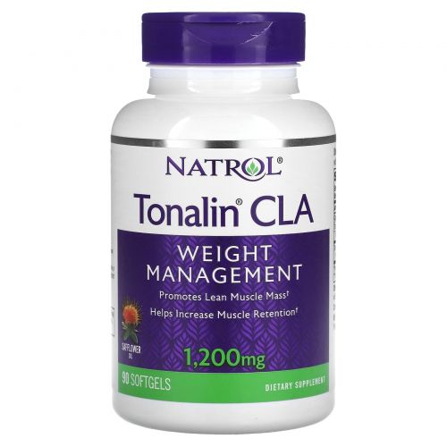 Natrol, Tonalin с содержанием сопряженной линолевой кислоты (CLA) с сафлоровым маслом, 90 капсул