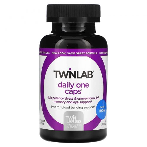 Twinlab, Daily One Caps с железом, 90 капсул