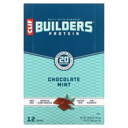 Clif Bar, Протеиновый батончик Builder's с шоколадом и мятой, 12 батончиков, весом 68 г (2,40 унции) каждый