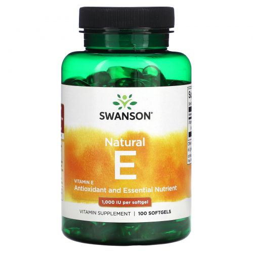 Swanson, Натуральный витамин E, 1000 МЕ, 100 мягких таблеток