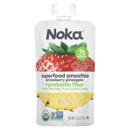 Noka, Superfood Smoothie + Plant Protein, Strawberry, Pineapple, 4.22 oz (120 g)