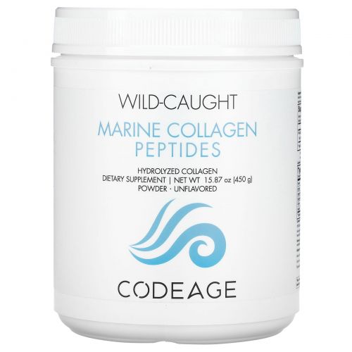 Codeage, пептиды морского коллагена из рыбы дикого улова, гидролизованный коллаген, без добавок, 450 г (15,87 унции)