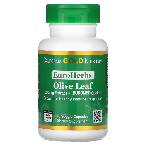 California Gold Nutrition, EuroHerbs, Оливковые листья XT 500 mg, VC EM, 60 карат