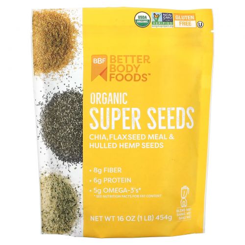 BetterBody Foods, Органические супер семена, 454 г (1 фунт)