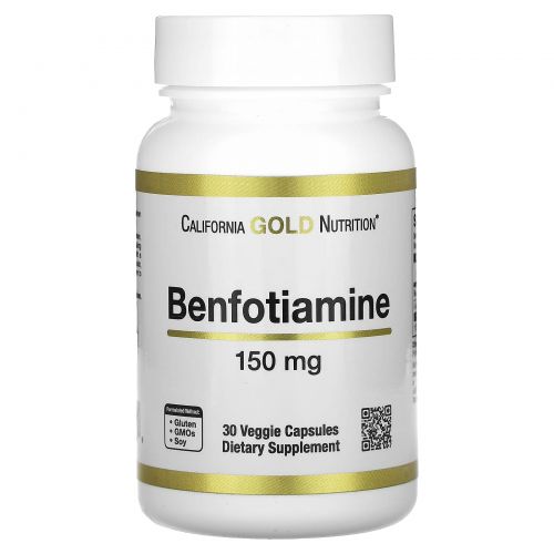 California Gold Nutrition, бенфотиамин, 150 мг, 30 растительных капсул