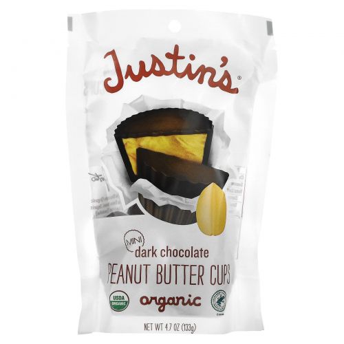 Justin's Nut Butter, Органические мини-чашки с арахисовой пастой из темного шоколада, 133 г (4,7 унции)