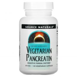 Source Naturals, Вегетарианский панкреатин, 475 мг, 120 капсул