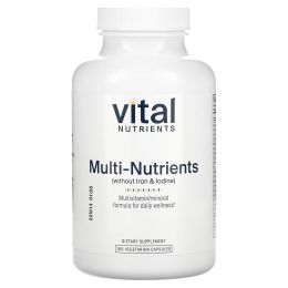 Vital Nutrients, мультипитательные вещества (без железа и йода), 180 вегетарианских капсул