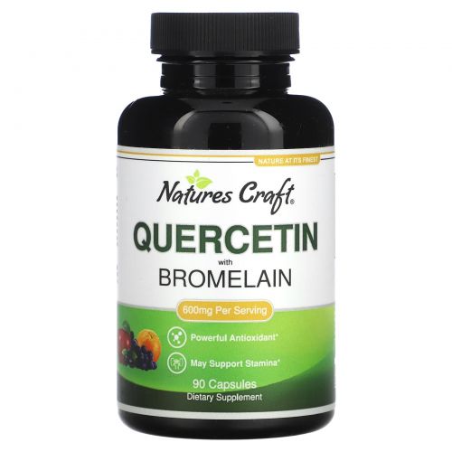 Nature's Craft, кверцетин с бромелаином, 600 мг, 90 капсул