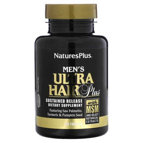 NaturesPlus, Men's Ultra Hair Plus, с МСМ и отборными растительными экстрактами, 60 таблеток