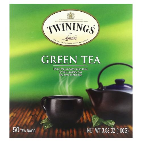 Twinings, Зеленый чай, 50 чайных пакетиков, 100 г (3,53 унции)