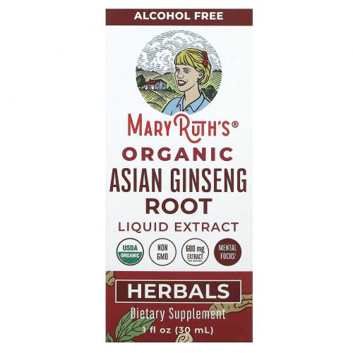 MaryRuth's, органический жидкий экстракт корня азиатского женьшеня, 30 мл (1 жидк. унция)