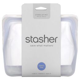 Stasher, Reusable Silicone Food Bag, Stand Up Bag, Clear, 56 fl. oz. (128 g)