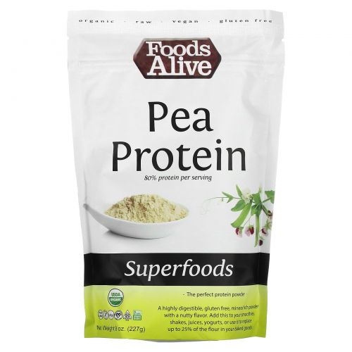 Foods Alive, Superfoods, гороховый протеин, 227 г (8 унций)