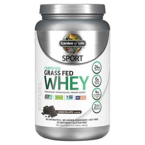 Garden of Life, Sport, Certified Grass Fed Whey, Refuel, Chocolate, 23.7 oz (672 g)