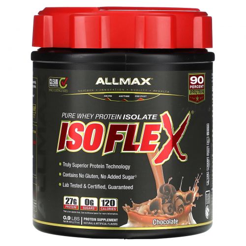 ALLMAX, Isoflex, чистый изолят сывороточного протеина, шоколад, 425 г (0,9 фунта)