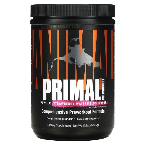 Universal Nutrition, Animal Primal Powder, Preworkout, Strawberry Watermelon, 17.9 oz (507.5 g)