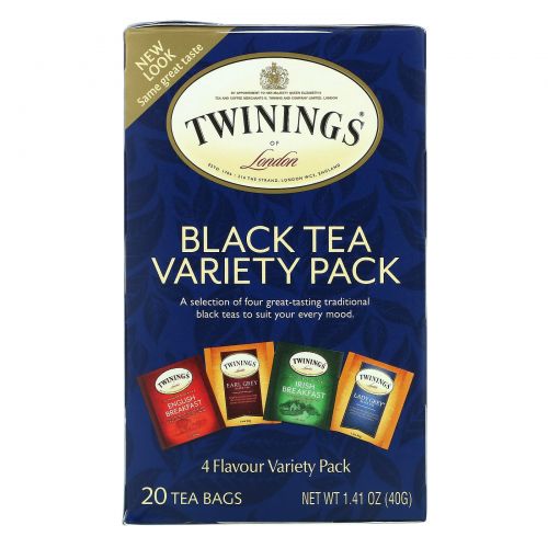 Twinings, Классический черный чай, 20 чайных пакетиков с разными вкусами, 1,41 унции (40 г)