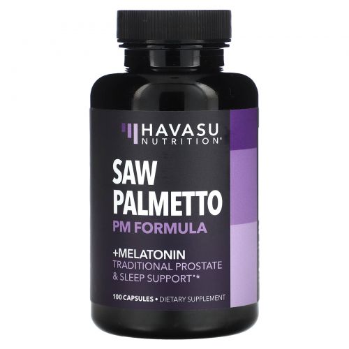Havasu Nutrition, Saw Palmetto PM, повышенная сила действия, 100 капсул