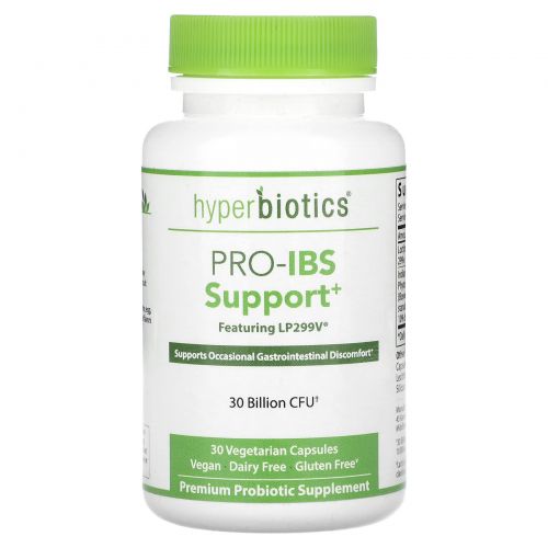 Hyperbiotics, Pro-IBS Support, 30 млрд КОЕ, 30 вегетарианских капсул