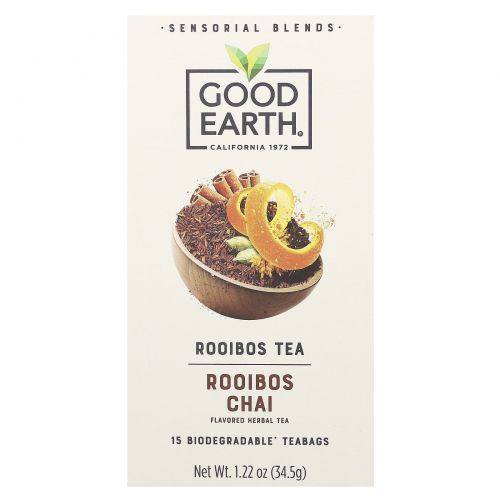 Good Earth Teas, Sensorial Blends, травяной чай, ройбуш, 15 биоразлагаемых чайных пакетиков, 34,5 г (1,22 унции)