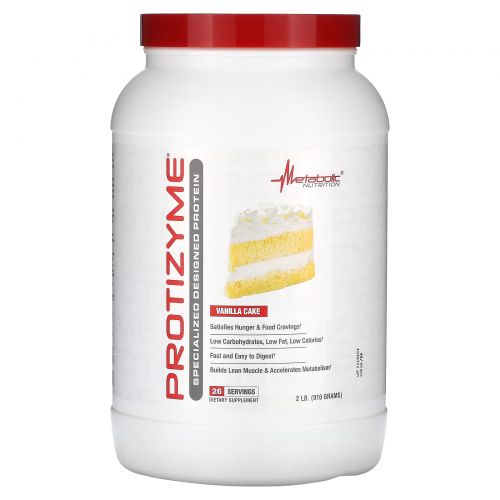 Metabolic Nutrition, Protizyme, Specialized Designed Protein, ванильный торт, 910 г (2 фунта)